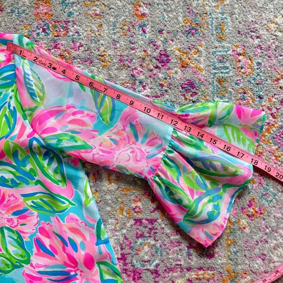 Lilly Pulitzer Elenora Multi Totally Blossom 100% Silk Embellished Dress Small - Picture 7 of 10